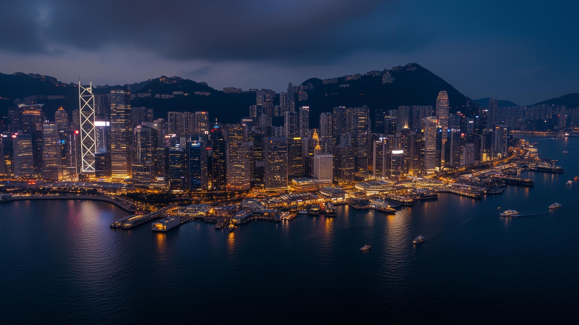 Hong Kong Victoria Harbour at night